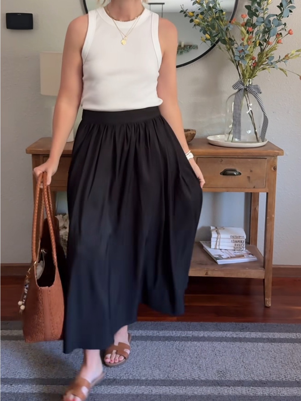 Uniqlo | Skirt | Uniqlo Linen Blend Tuck Long Skirt | Black - Picture 1 of 11